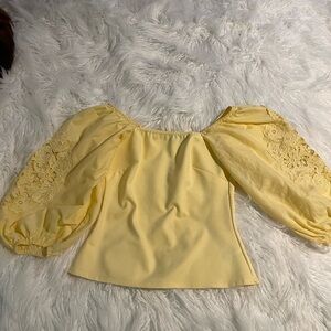 Boston Proper Yellow Puff Sleeve Blouse